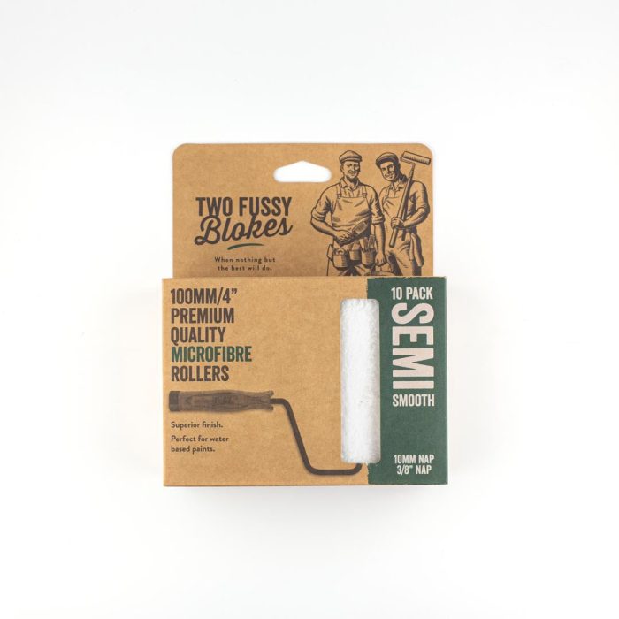 100mm x 10mm Two Fussy Blokes Semi Smooth Mini Microfibre Roller Sleeves - 10 Pack - Image 1