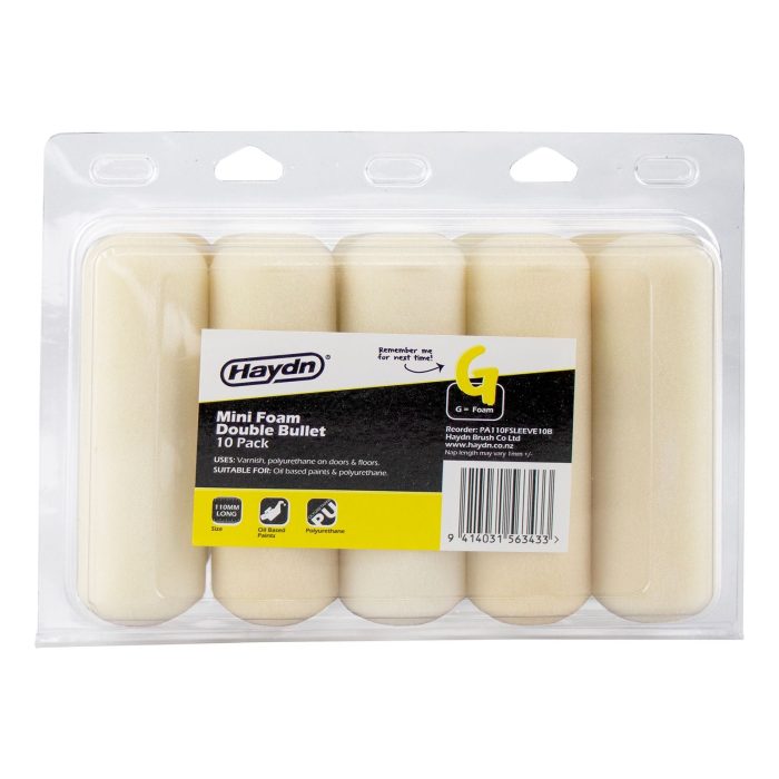 Haydn 110mm Top Quality Fine Foam Double Bullet Finishing Mini Roller Sleeves - Image 1