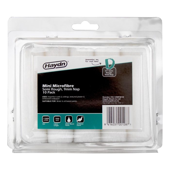 Haydn Semi Smooth Finish Microfibre Mini Roller Sleeves 110mm x 9mm - Image 1